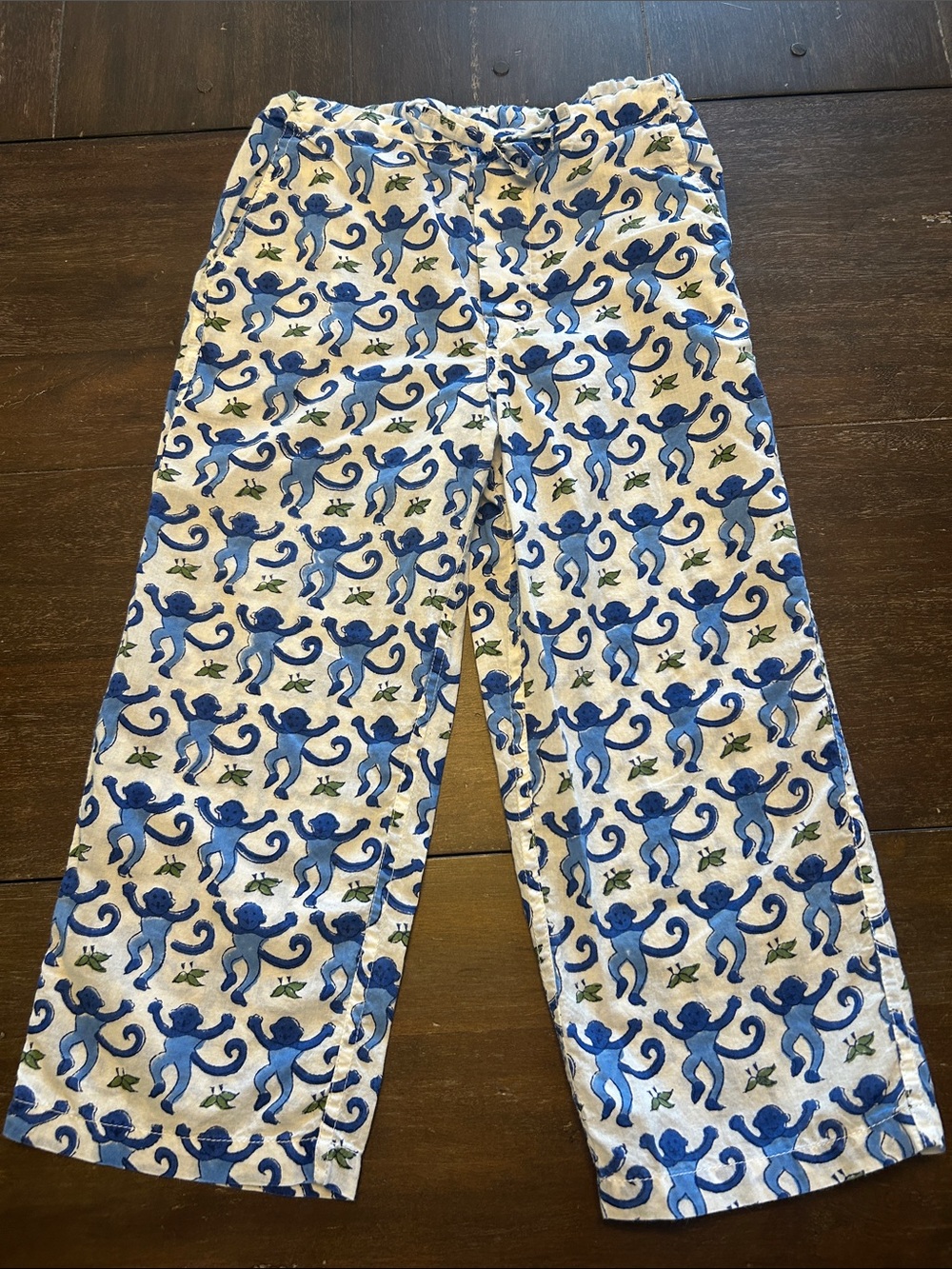Roller Rabbit Blue Monkeys Cotton Drawstring Pants
